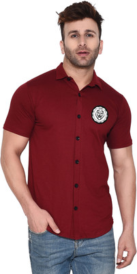 GEUM Men Printed Casual Maroon Shirt