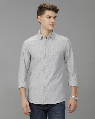 VOI JEANS Men Striped Casual Grey Shirt