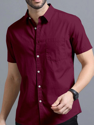 METRONAUT Men Solid Casual Maroon Shirt