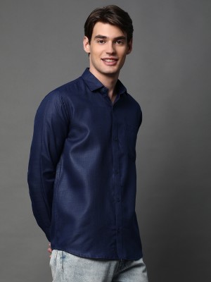 brown brothers Men Self Design Casual Blue Shirt