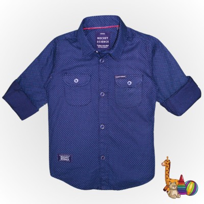 ROCKET SCIENCE Baby Boys Printed Casual Dark Blue Shirt