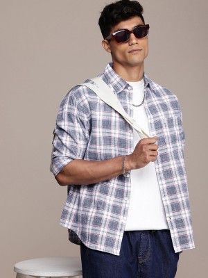 WROGN Men Checkered Casual White Shirt