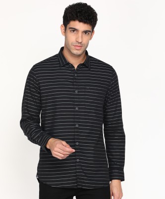 PETER ENGLAND Men Striped Casual Black Shirt