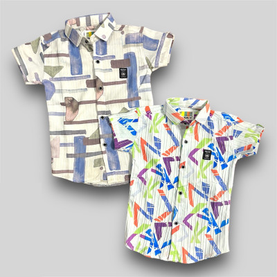 clothingpoint Boys Self Design Casual Multicolor Shirt(Pack of 2)