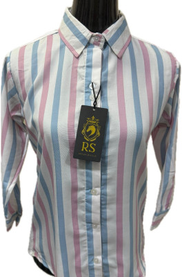 RS FASHION Women Striped Casual Grey Shirt