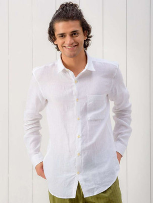 Common Men Men Solid Casual White Shirt