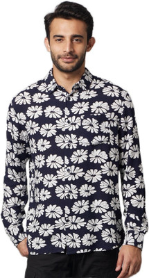 Celio Men Floral Print Casual Blue Shirt
