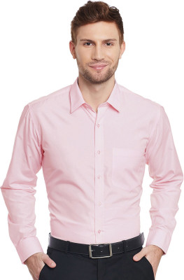 Hancock Men Solid Formal Pink Shirt