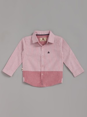 AI-NEVER GROW UP Boys Striped Casual Red Shirt