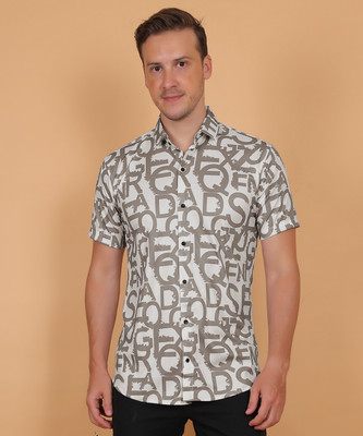 STOVESSY Men Printed Casual Brown, Beige Shirt