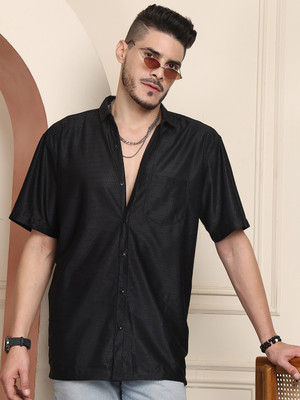 METRONAUT Men Self Design Casual Black Shirt