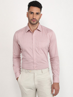 Raymond Men Checkered Formal Red Shirt