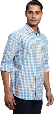 COLORPLUS Men Checkered Casual Blue Shirt