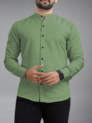 BHUVIKOO Men Solid Casual Light Green Shirt