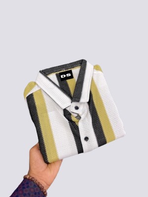 Vastram Fashion Men Striped Formal Yellow Shirt