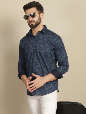 ARMAAN ETHNIC Men Printed Casual Blue Shirt