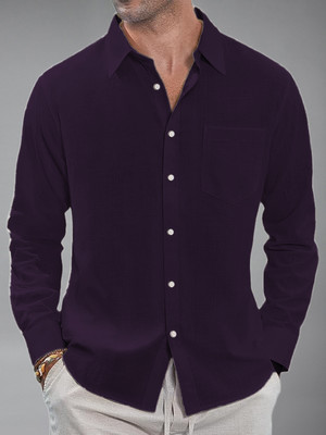 Univibe Men Solid Casual Purple Shirt