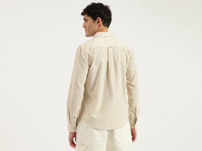United Colors of Benetton Men Self Design Casual Beige Shirt