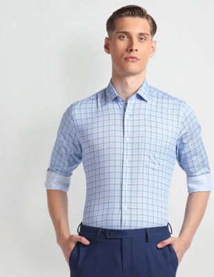 ARROW Men Checkered Formal Blue, White, Light Blue Shirt