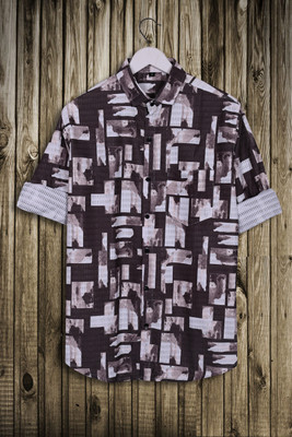 MOXTE Men Printed Casual Brown Shirt