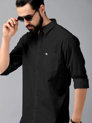 NOIL Men Self Design Casual Black Shirt
