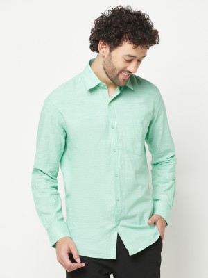 CRIMSOUNE CLUB Men Solid Casual Green Shirt