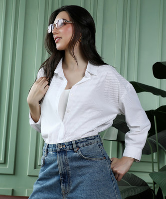 Pinacolada Women Solid Casual White Shirt