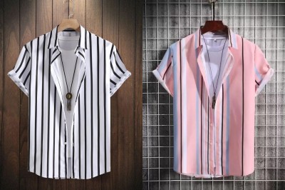 fitoda fashion Men Striped Casual Multicolor Shirt(Pack of 2)