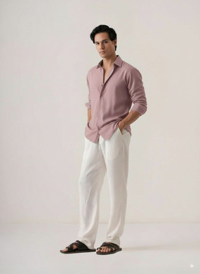 Dhakre fashion Men Solid Casual Purple Shirt