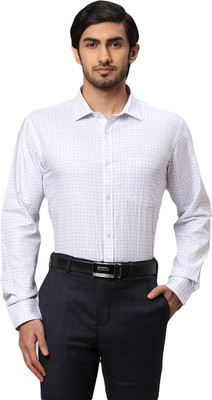 PARK AVENUE Men Checkered Formal Blue Shirt