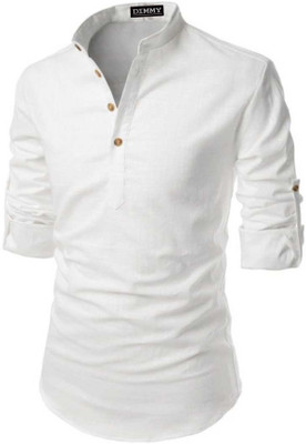 DIMMY Men Solid Casual Dark Green Shirt