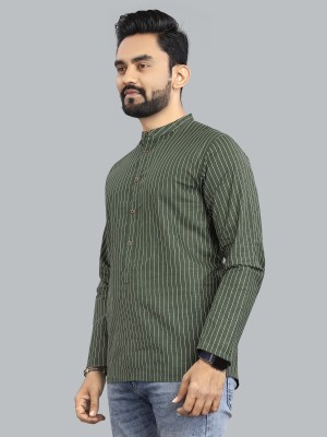 METRONAUT Men Striped Casual Green Shirt