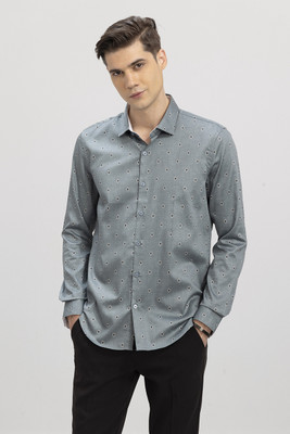 Snitch Men Printed Casual Green Shirt