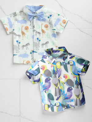 RAVYA TRENDZ Boys Printed Casual Multicolor Shirt(Pack of 2)