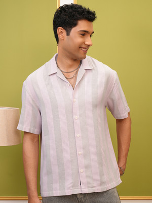 LOCOMOTIVE Men Checkered Casual Pink Shirt