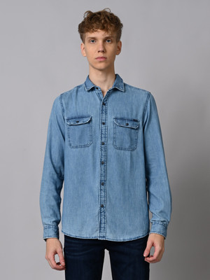 KILLER Men Solid Casual Blue Shirt