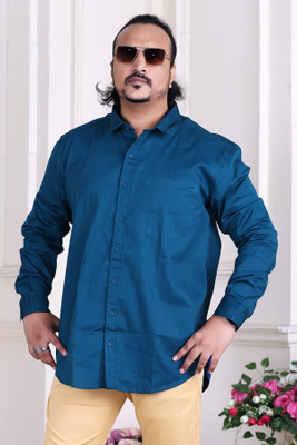 Burly Bloke Men Solid Casual Dark Blue Shirt
