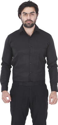 ISUEL FAB Men Solid Formal Black Shirt