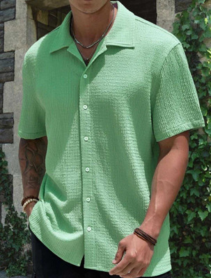 METRONAUT Men Self Design Casual Green Shirt