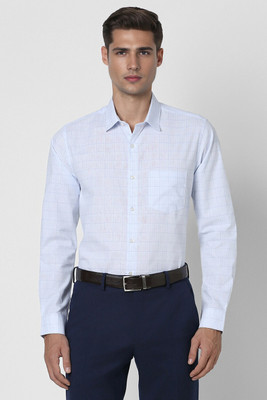 PETER ENGLAND Men Checkered Formal Light Blue, Black Shirt