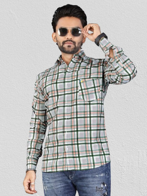 ISUEL FAB Men Printed Formal Green Shirt