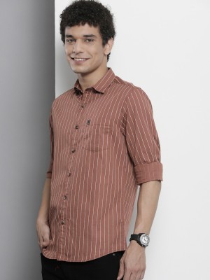 The Indian Garage Co. Men Striped Casual Brown Shirt