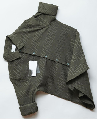 METRONAUT Men Self Design Casual Dark Green Shirt