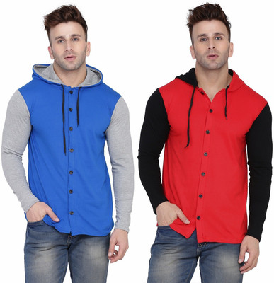 Money Leaf Men Solid Casual Multicolor Shirt(Pack of 2)