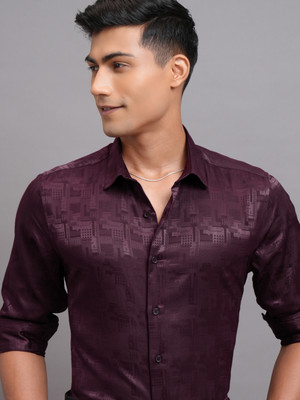 HIGHLANDER Men Printed Casual Purple Shirt