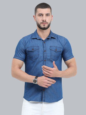 CAZZBA Men Solid Casual Blue Shirt