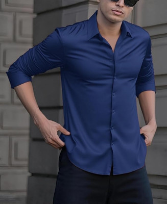 SATADHAR ENTERPRISE Men Solid Casual Blue Shirt
