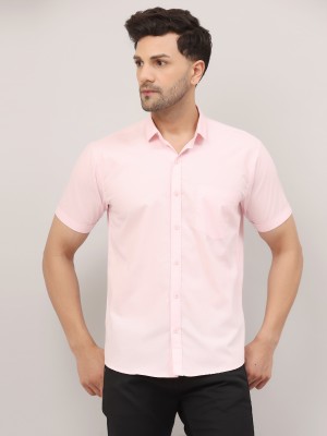 Singhji Men Solid Casual Pink Shirt