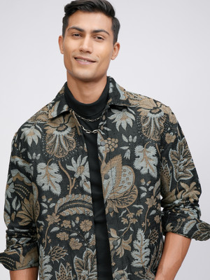 HIGHLANDER Men Printed Casual Black Shirt
