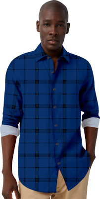 TANISHA FASHION Men Checkered Casual Blue Shirt